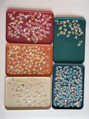 小麦秸秆长方形简约托盘拼图分类