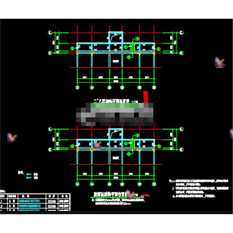 旧楼加电梯钢结构井架设计图CAD图纸