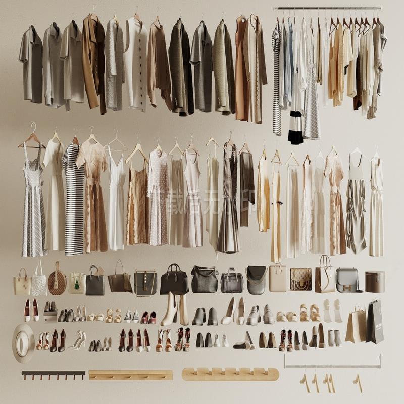 草图大师 SU模型 衣服包包鞋子裙子衣架鞋子女士衣服帽子裙子