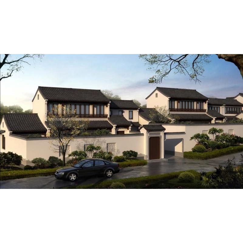 绿城安吉桃花源B区新中式别墅建筑SU模型+建筑规划设计方案图