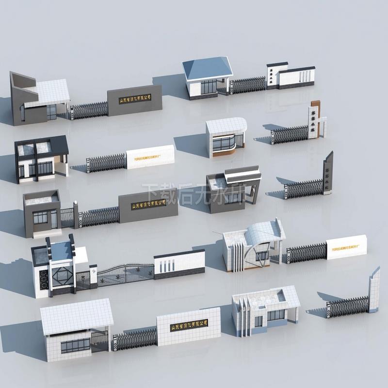 草图大师 SU模型 厂区入口大门门卫公司入口大门学校入口大门