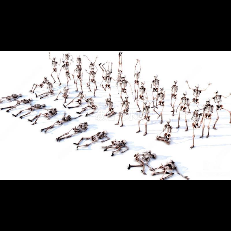 现代摆件 枯骨 人体骨骼 骨架 骷髅骨架 草图大师SU模型