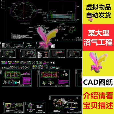 沼气工程平面图纸某大型沼气工程艺流程方框图高程布置图CAD图纸
