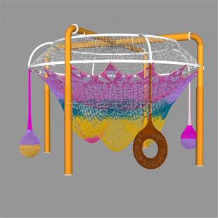 现代彩虹网绳 网兜 吊球 儿童游乐 无动力乐园 草图大师SU模型