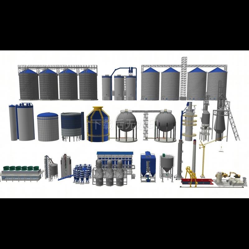 现代工厂 化工厂设备 机房 工业储存设备 储存罐 草图大师SU模型