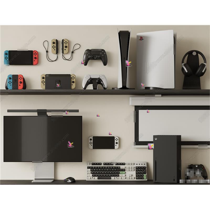 5543现代游戏设备 switch ps5 xbox 显示器 键盘 投影仪 SU模型