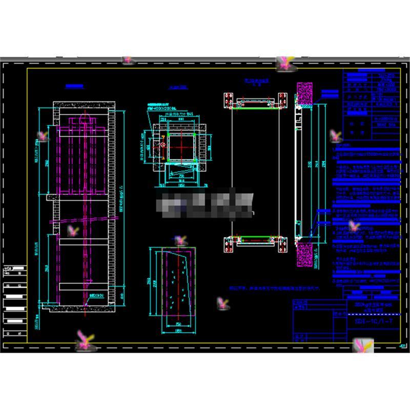 250KG液压别墅电梯/家用电梯施工CDA图纸 总图 井道立 平面图  等