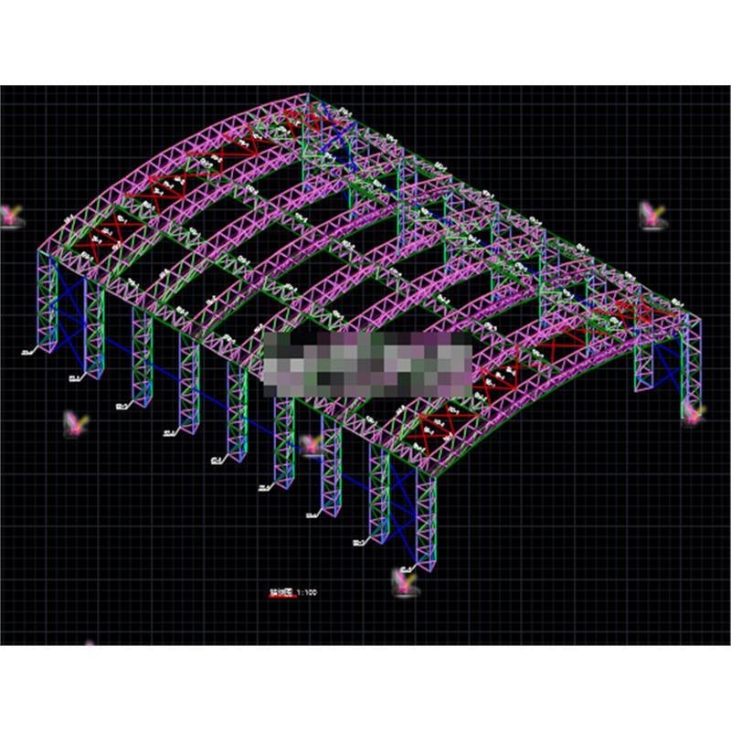 某50米跨钢结构空间管桁架CAD图纸节点图 桁架详图基础平面布置图