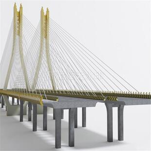 现代大桥景观大桥 吊索桥 高架桥拉索桥 桥墩桥柱草图大师SU模型