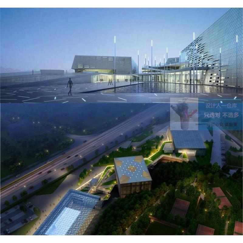 33套文体中心建筑设计方案文化馆CAD施工图文本SU模型图