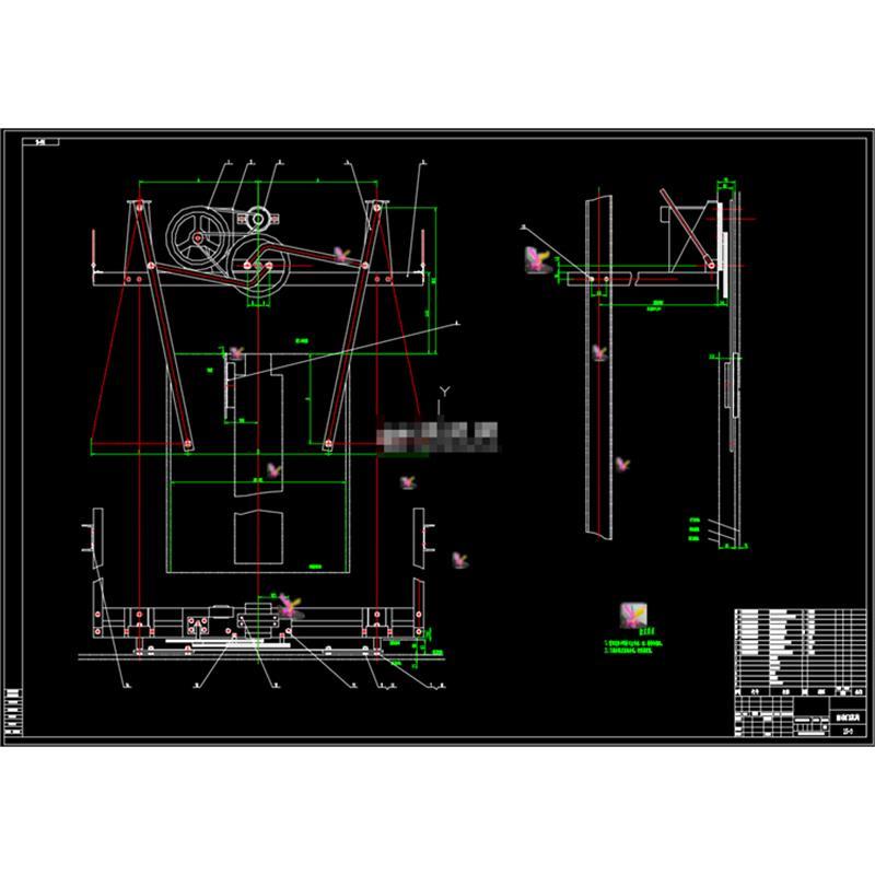 电梯完整结构设计CAD图纸 总装配图电气控制图 曳引机图 导向轮等