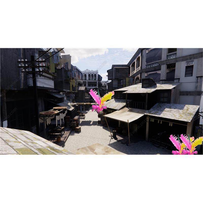 草图大师1623 中式民国乡村民房 老上海贫民街道民巷棚户区SU模型