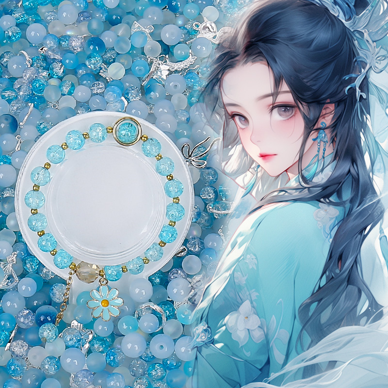 穿珠子制作琉璃水晶儿童手链