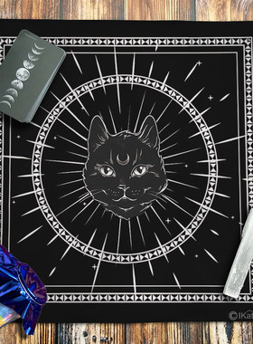 撒旦猫塔牌罗桌布韦特卡牌绒布推牌布桌游背景布北欧ins风可定制
