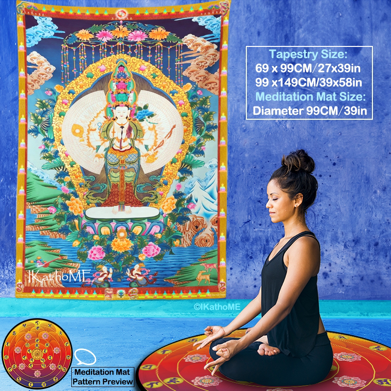 竖版挂布挂毯挂画冥想布祭坛布千手观音菩萨唐卡画像佛像来图定制