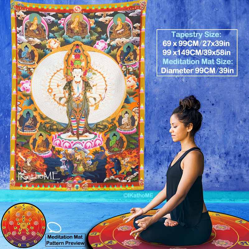 文殊金刚千手观音菩萨唐卡挂画唐卡挂布挂毯佛像画像冥想布祭坛布