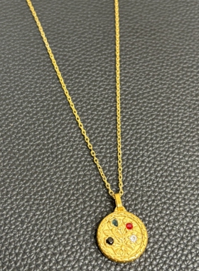 小众设计高级感镶钻18K镀金吊坠项链锁骨链高级感钛钢不掉色饰品