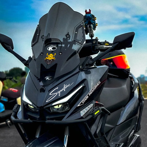 适用光阳Racing H150摩托车3D恶魔夜光猫眼改装车头风挡防水装饰