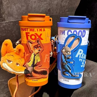 疯狂动物城保温杯朱迪尼克吸管杯学生高颜值水杯情侣送礼品咖啡杯