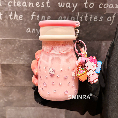 女生高颜值玻璃杯夏日吸管水杯