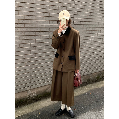 rinka大小姐秋冬新款拼色两件套