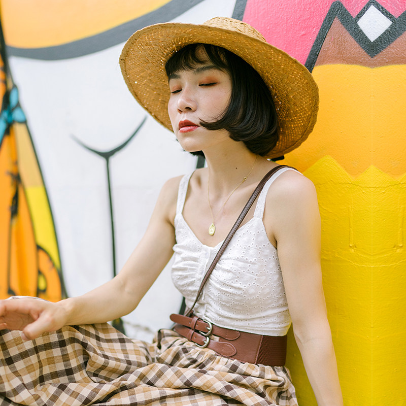 rinka大小姐法式性感小吊带背心夏季新款女白色别致镂空设计内搭