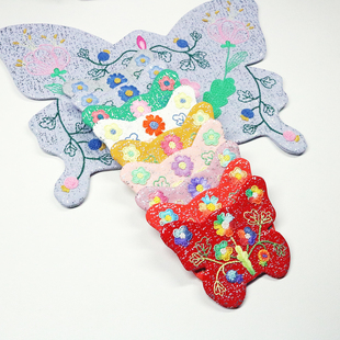 原创刺绣材料包蝴蝶茶席杯垫自绣自制解闷手工DIY烫银布料24 33cm