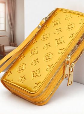 黄色钱包招财长款大容量手提巨好看的包包高级感轻奢小众真皮2026
