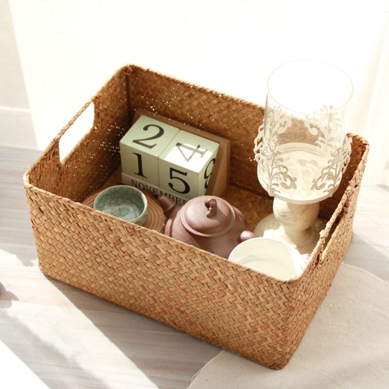 藤编草编织筐桌面茶几口罩收纳盒