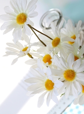 欧式田园小清新白色雏菊仿真花假花布艺绢花家居客厅装饰插花花卉