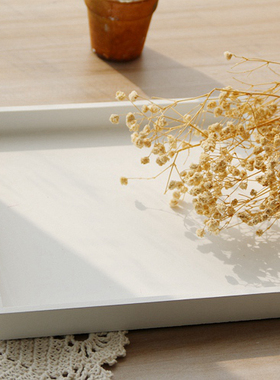 zakka杂货白色木质收纳盘托盘桌面化妆品收纳盒实木拍照背景道具