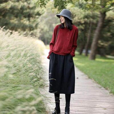 羊毛半身裙秋冬显显瘦花冬苞半裙遮胯裙子瘦季花苞SYP毛呢半身裙