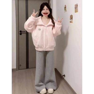 粉连帽外套秋季20女25新款今年流行爆款绝巨美色GII好看短款棒球