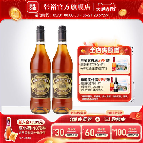 【张裕官方】金奖白兰地700ml*2洋酒38.5度可乐桶调酒正品官旗 - 封面