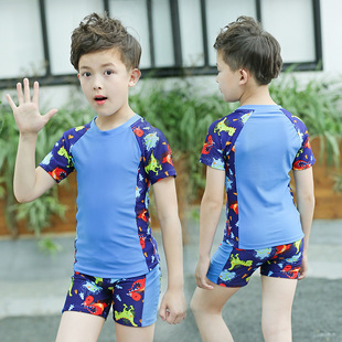 送泳帽2 儿童泳衣 套装 可爱儿童温泉泳衣裤 12岁 男宝宝分体泳装
