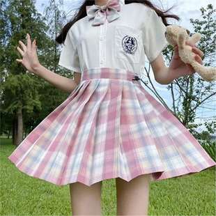 儿童jk制服套装 12岁可爱女童小椿格裙上衣海军风水手服短袖 夏季
