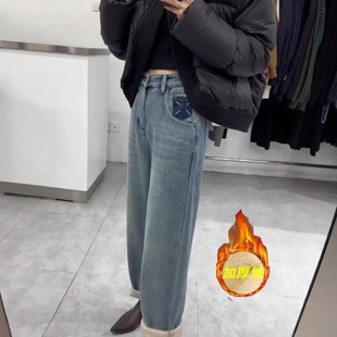 胖mm遮胯宽松显瘦萝卜老爹裤 大码 女秋冬新款 高腰哈伦牛仔裤 子 女装