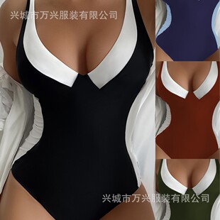 2025外贸跨境热采亚马逊爆款 温泉 专供泳衣女连体遮肉显瘦大码