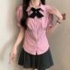 衬衣小众法式 学院风jk制服衬衫 辣妹收腰短袖 新款 女2024年夏季
