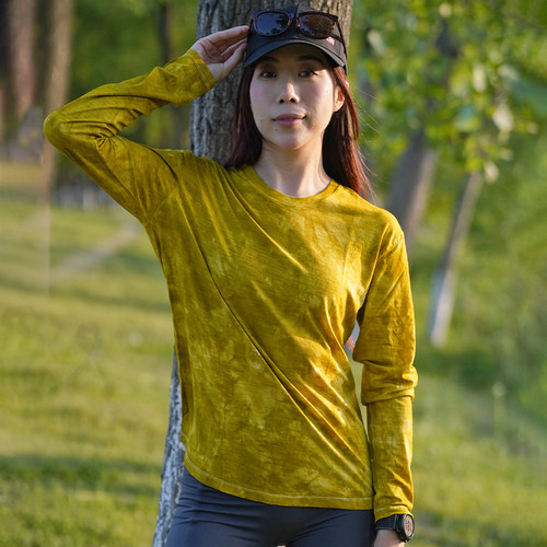 灰壳美利奴羊毛速干衣女扎染短袖