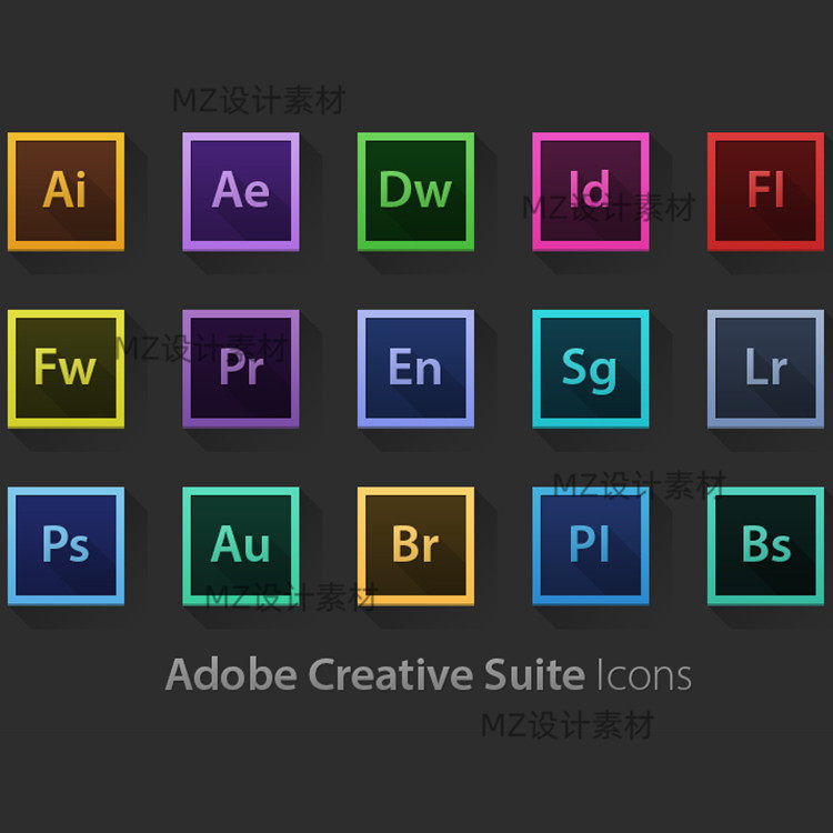adobe系列设计软件正方形icon图标png免扣图片psd源文件模板素