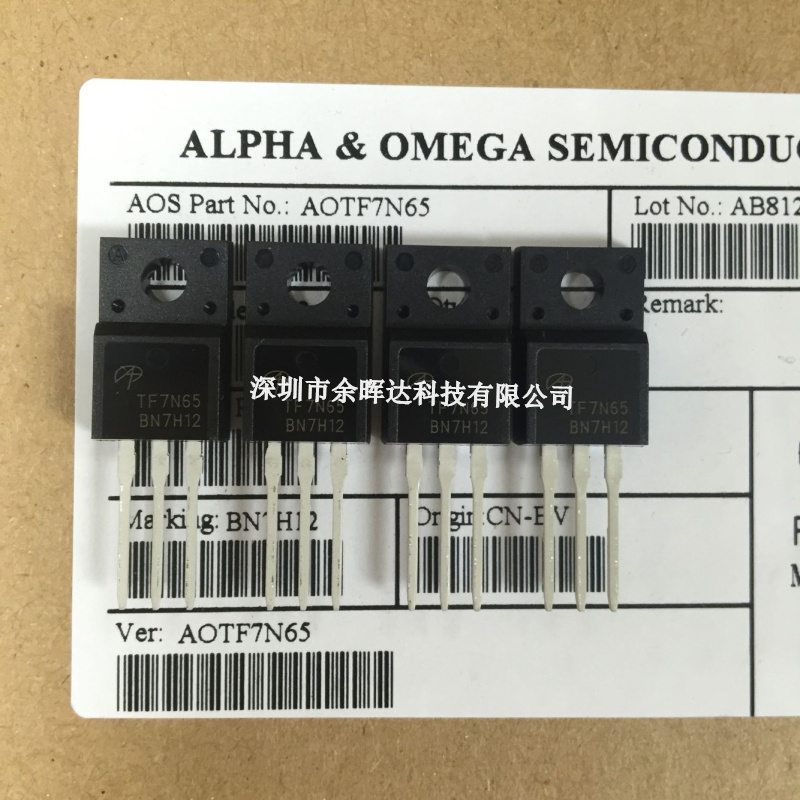 TF7N65 原装场效应MOS管 N沟道 650V 7A 直插TO-220F AOTF7N65