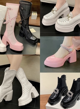 {279}柯珂依尔小个子10cm厚底粗跟包头凉鞋女夏季真皮镂空罗马鞋