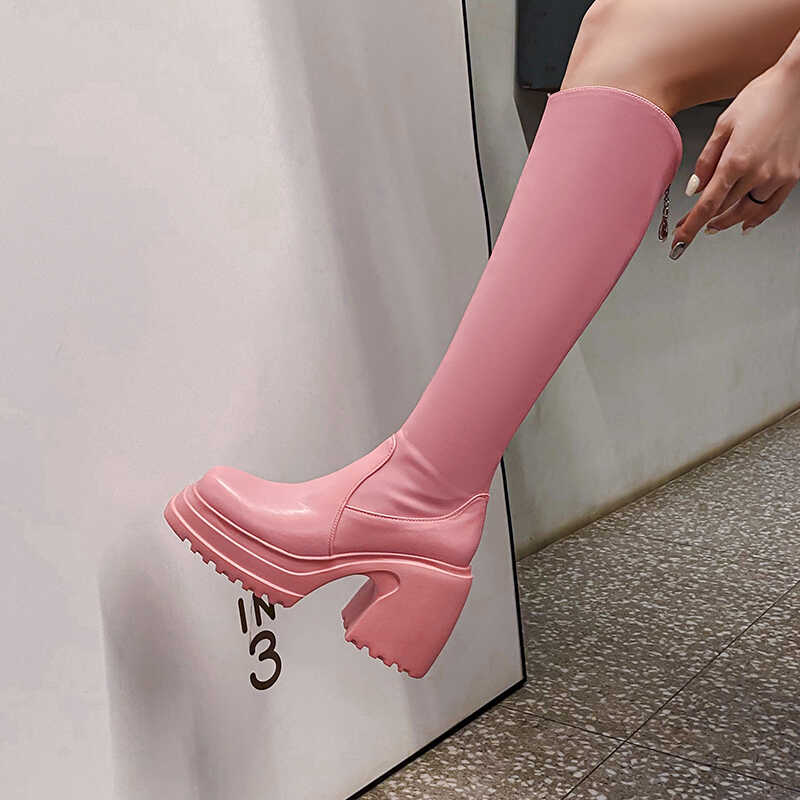 柯珂依尔小个子增高骑士靴弹力靴