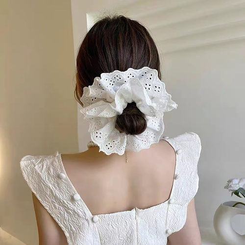 白色蕾丝大肠发圈甜美芭蕾风发绳