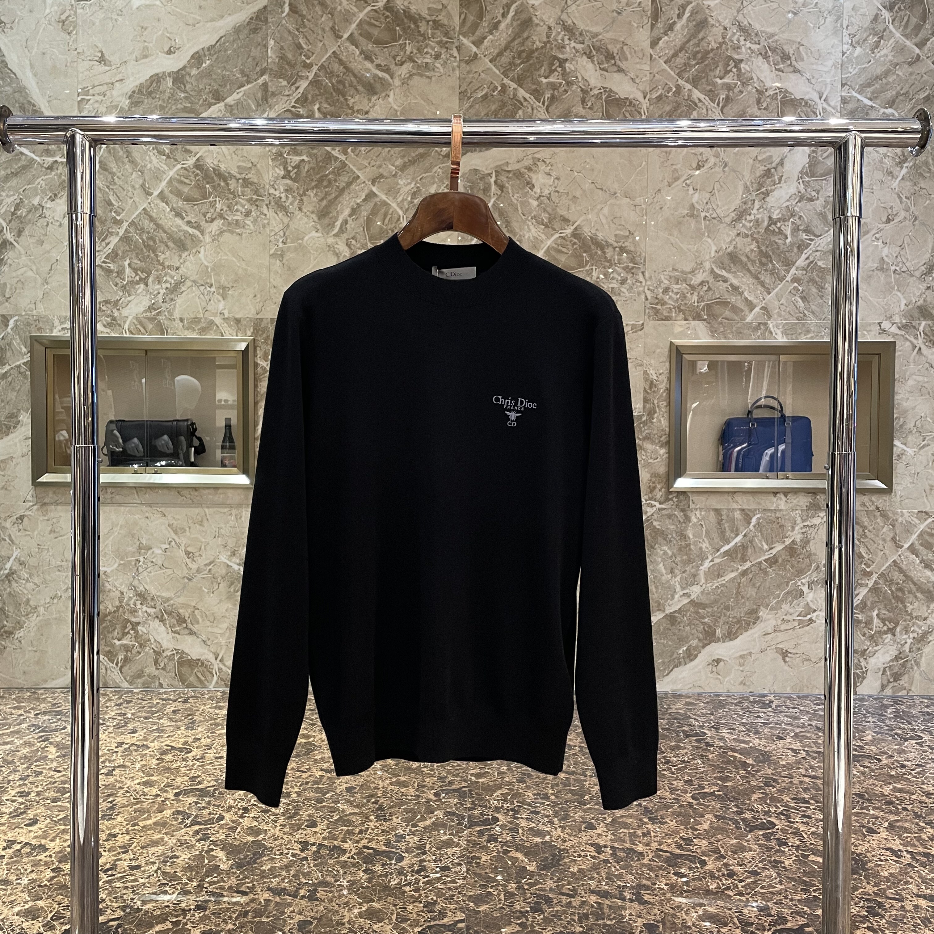 CDIOC奢侈品男装2025秋冬新款男士CD蜜蜂刺绣针织羊毛衫毛衣正品