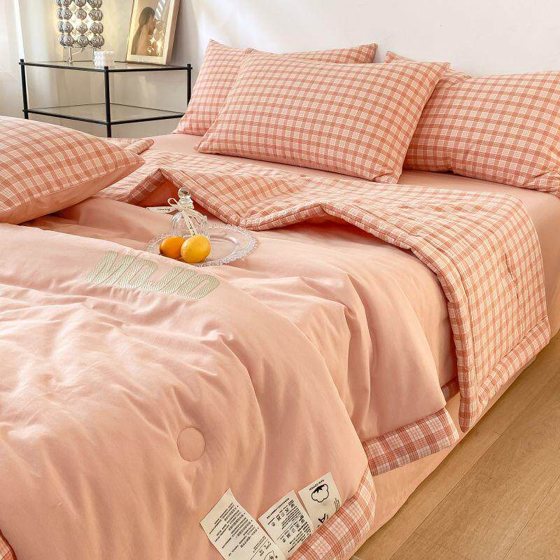 日式良品全棉水洗棉薄被子夏被纯棉夏凉被四件套空调被夏季可机洗