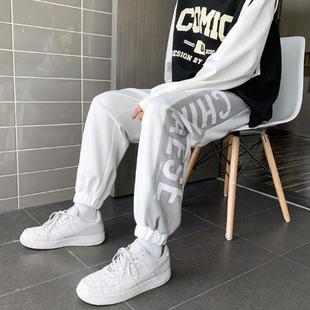 裤子高街ins潮流束脚运动裤vibe炸街宽松潮牌春季痞帅休闲卫裤男
