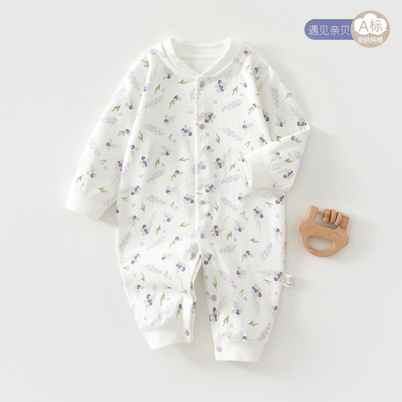 新生婴儿连体衣秋冬季婴幼儿衣服纯棉打底睡衣男女宝宝哈衣爬爬服