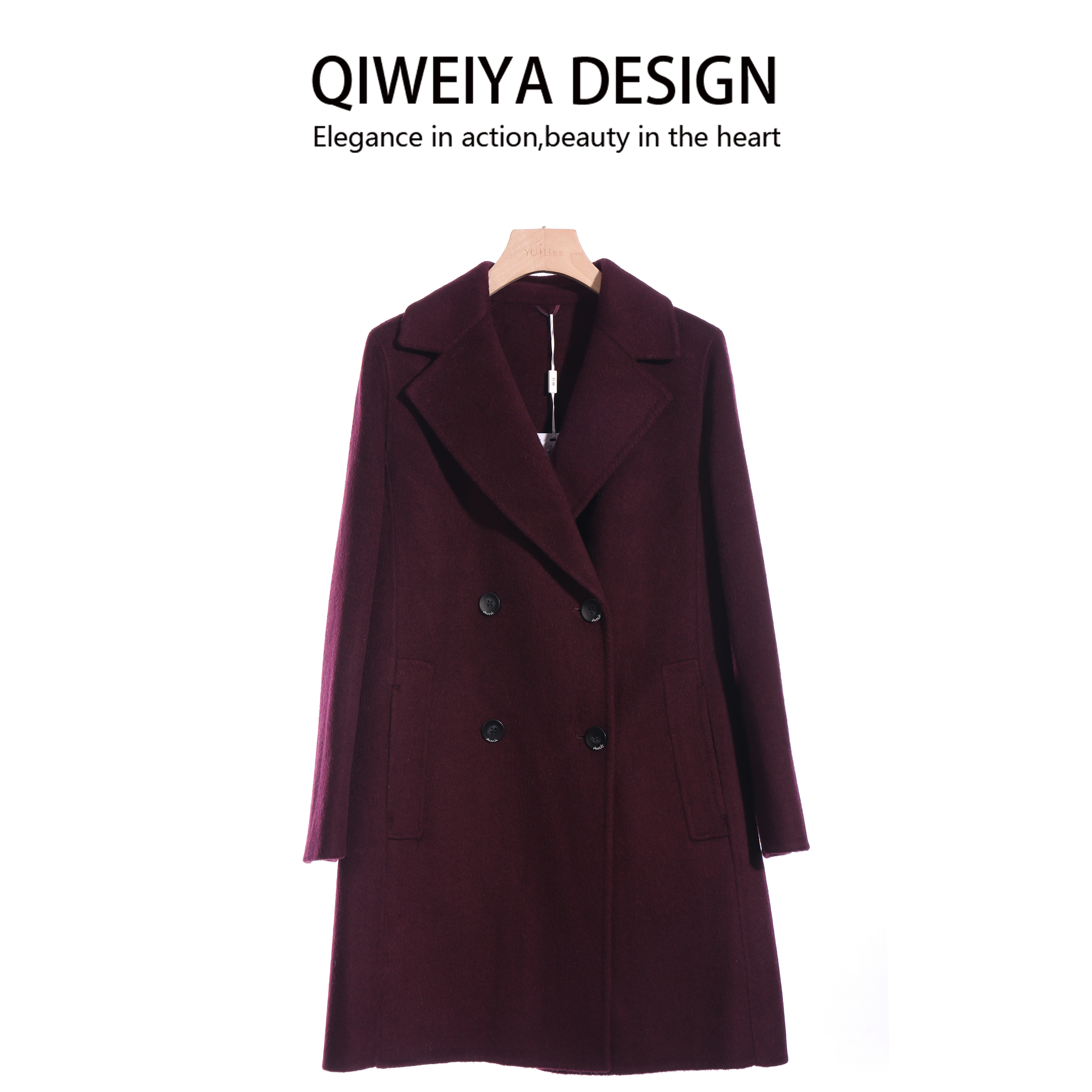 高端赫本风安可拉红色双面羊绒大衣女中长款小个子羊毛呢外套秋冬